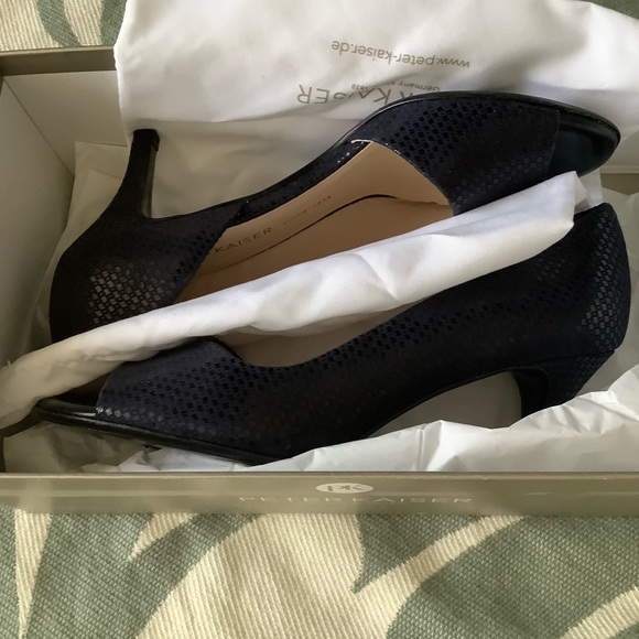 NWT Peter Kaiser open-toe, navy suede, US7.5. Leather lined, Made in Germany - Picture 5 of 9